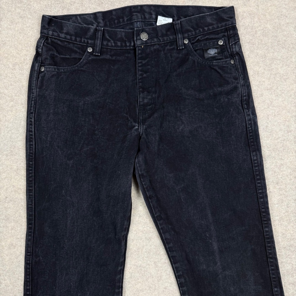 VTG Harley Davidson Jeans 29x31.5 Biker Denim Black Straight Leg Moto Gorpcore - Picture 2 of 12